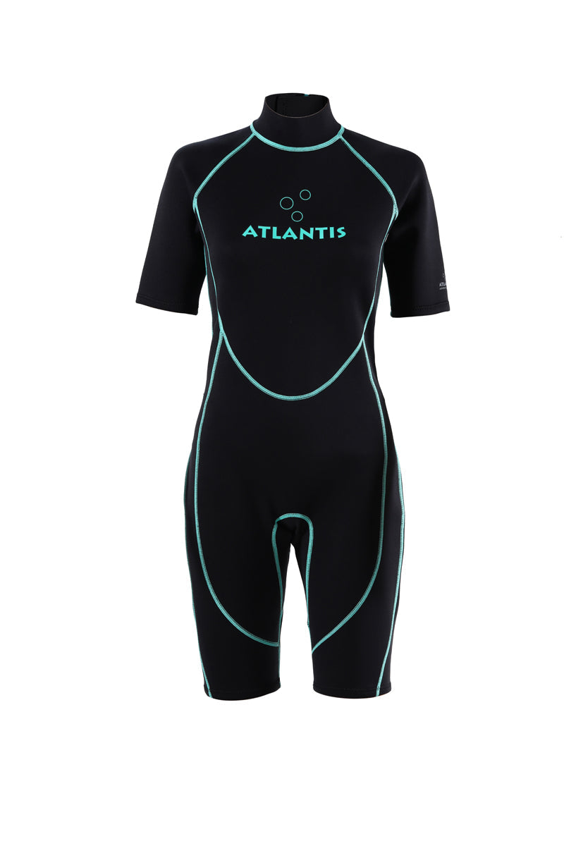 2mm Adventure Shorty  - Wetsuit - Dames - Zwart/Turquoise