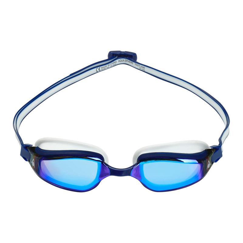 Fastlane – Schwimmbrille – Erwachsene – Blaue verspiegelte Titanlinse – Blau/Weiß