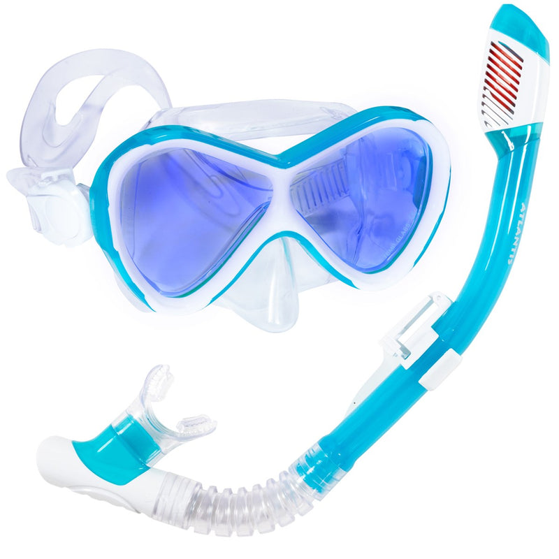 Abaco Combo - Snorkelset - Kinderen - Wit/Turquoise met UV lens