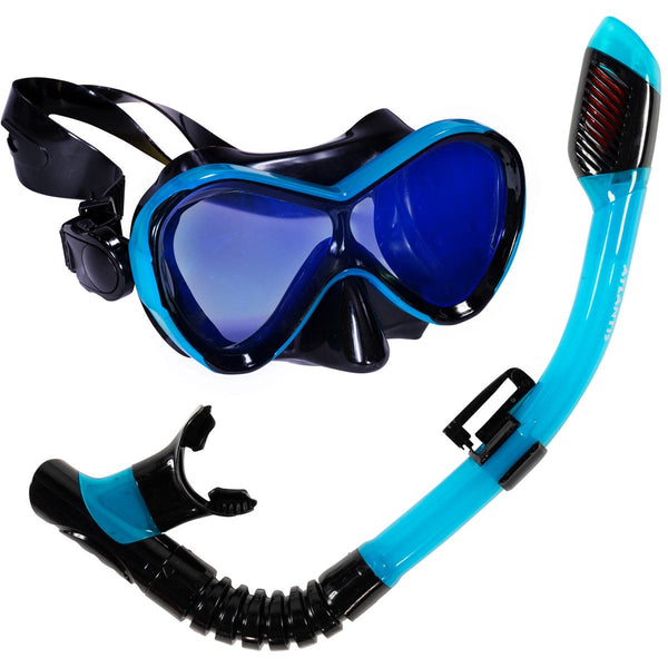 Abaco Combo - Snorkelset - Kinderen - Zwart/Turquoise met UV lens