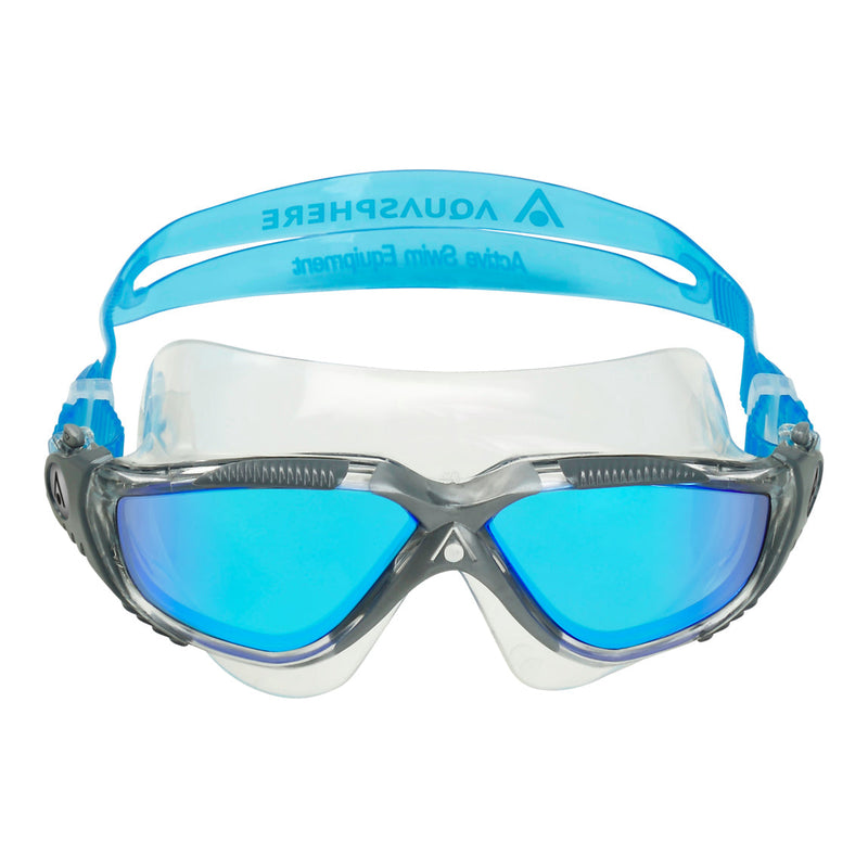 Vista – Schwimmbrille – Erwachsene – Blaue verspiegelte Titanlinse – Transparent/Grau