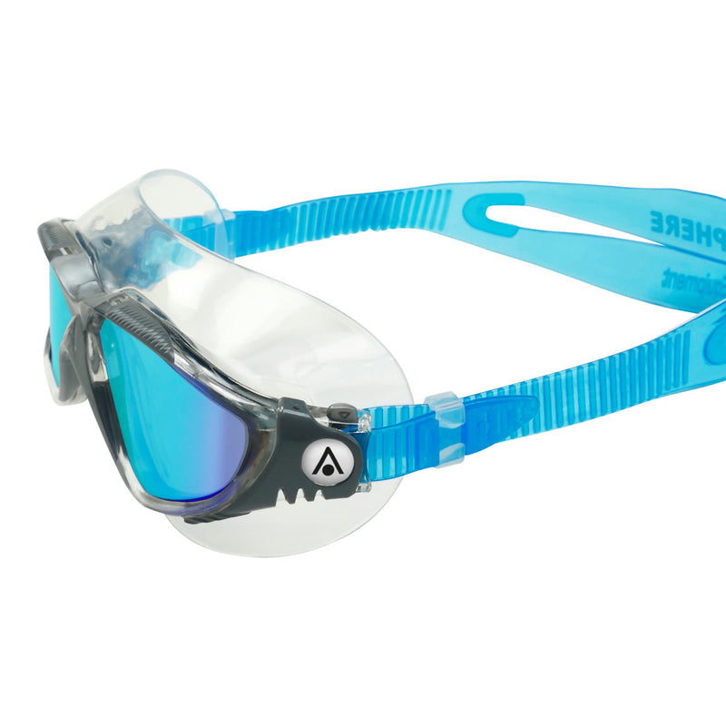 Vista – Schwimmbrille – Erwachsene – Blaue verspiegelte Titanlinse – Transparent/Grau